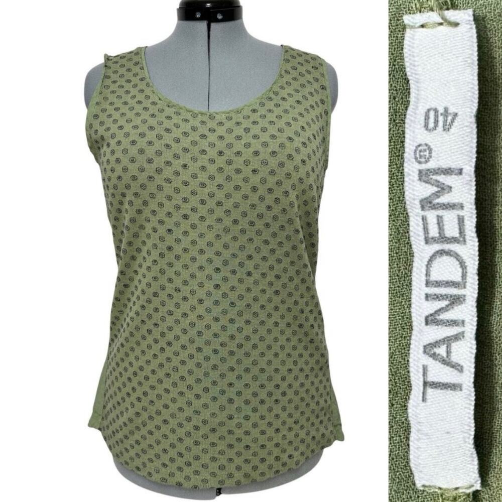 Tandem Made In Italy Tank Top Lagenlook Loose Fit Lightweight Semi Sheer Sz: 40